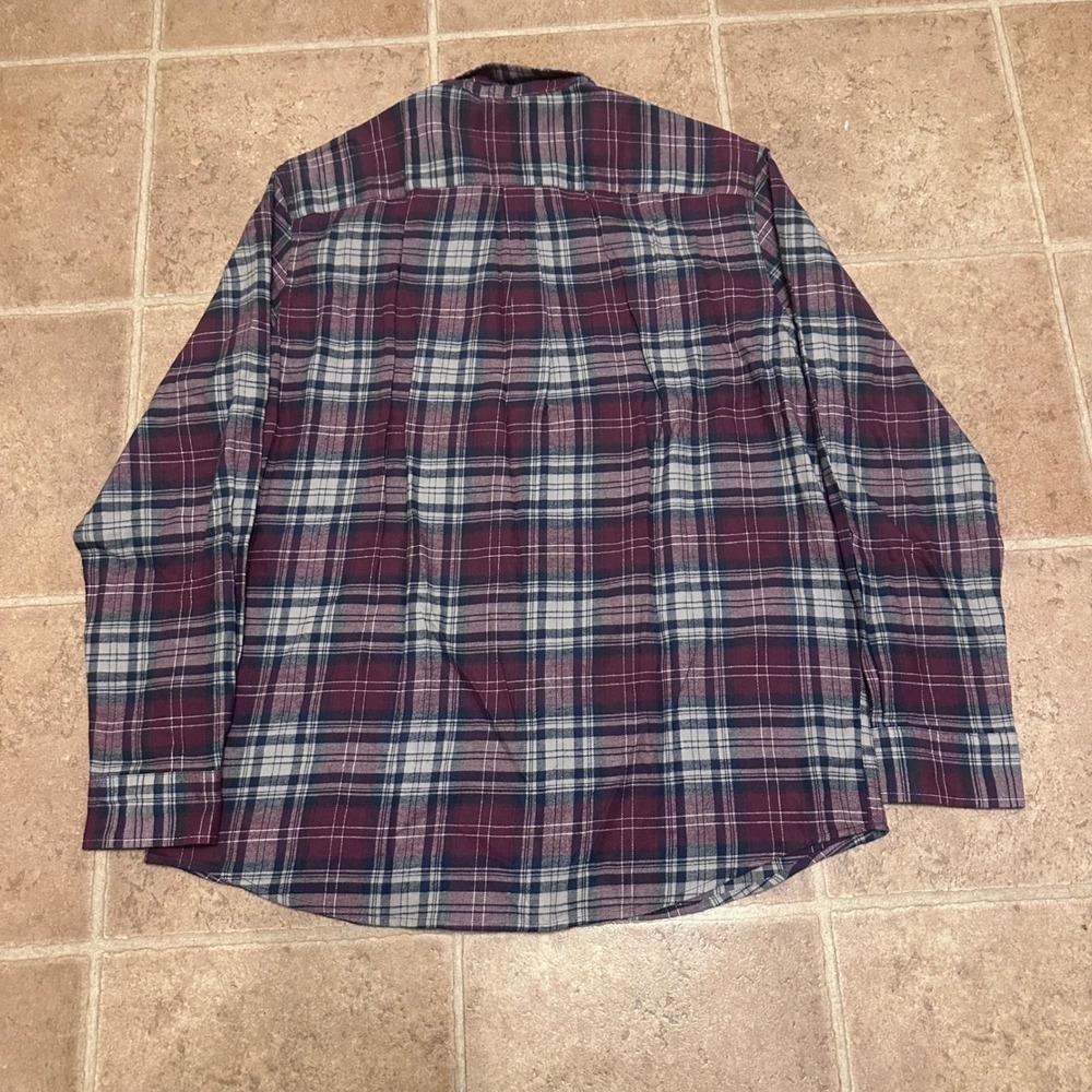 Chaps Performance Flannel Mens XL Rich Ruby NWT Plaid Button Down Shirt - Picture 2 of 4